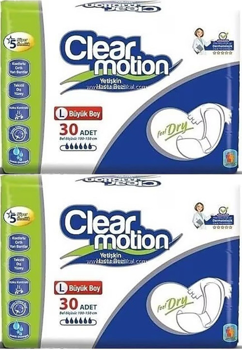 Clearmotion Yetişkin Hasta Bezi Bel Bantlı L - Büyük - Large 60 Adet (2PK*30)