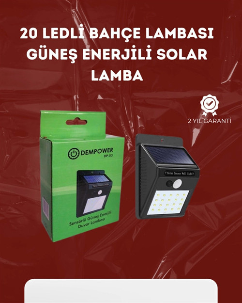 Su Geçirmez 20 LED Solar Aydınlatma | Dış Mekan için PIR Hareket Sensörü ile Akıllı Işık