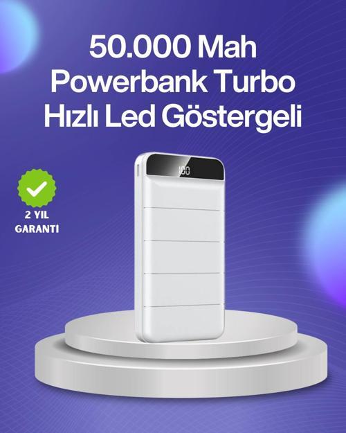 4 Cihazı Aynı Anda Şarj Edebilen Güçlü Powerbank 50000 mAh