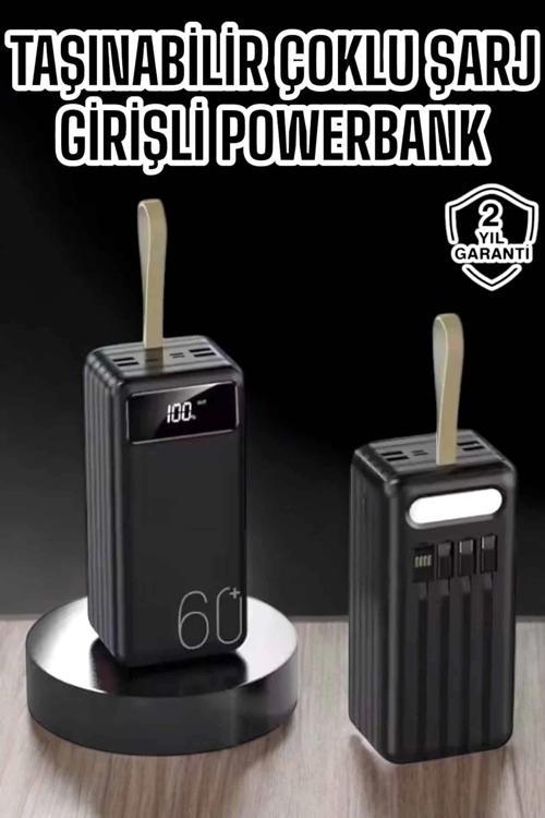 Powerbank 60.000 MAH 4 Portlu Uzun Şarj Süreli Dijital Göstergeli