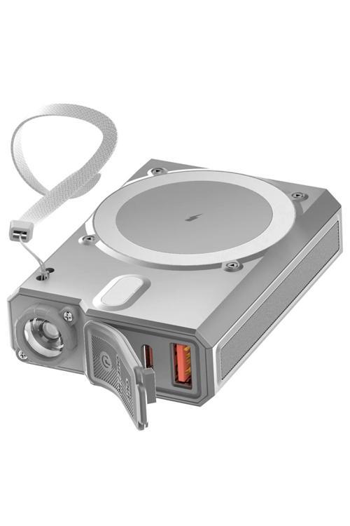 J38 10.000 mAh 20W PD Led Işıklı Magsafe Powerbank - Gri-(5796)