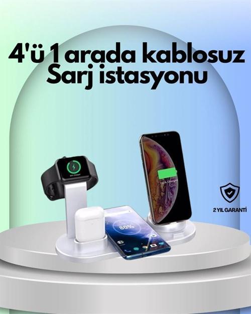 iPhone Apple Watch ve AirPods ile Uyumlu 4'ü 1 Arada Şarj Ünitesi – Tüm Apple Cihazları Tek Noktada