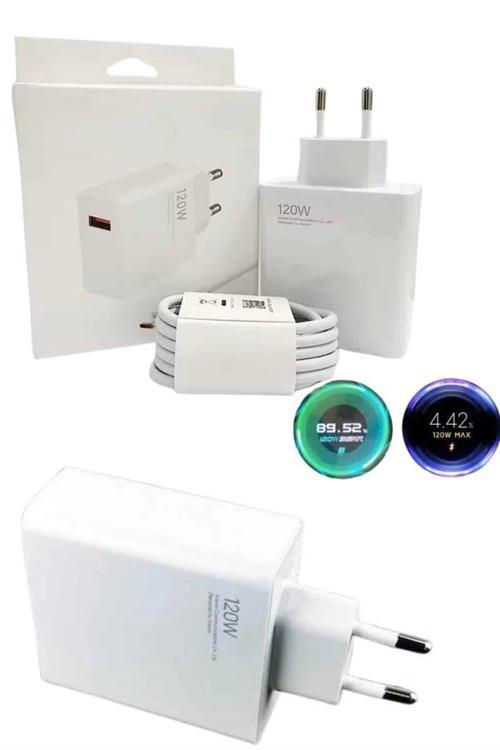 120 Watt Turbo Hızlı Şarj Aleti Seti Hızlı Şarj Adaptörü Beyaz