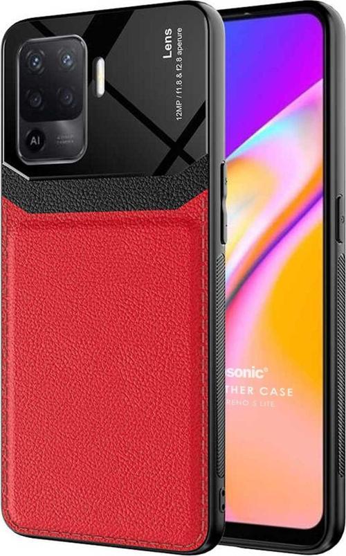 Oppo Reno 5 Lite Kılıf Uniq Leather Kırmızı