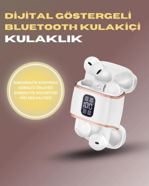 Bluetooth 5.3 Kulaklık – 4 Adet Çift Kulaklıklı Dijital Göstergeli ANC + ENC
