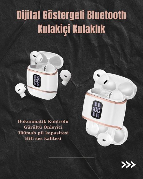 Dijital Göstergeli Bluetooth Kulakiçi Kulaklık – 4’lü Paket Gürültü Engellemeli