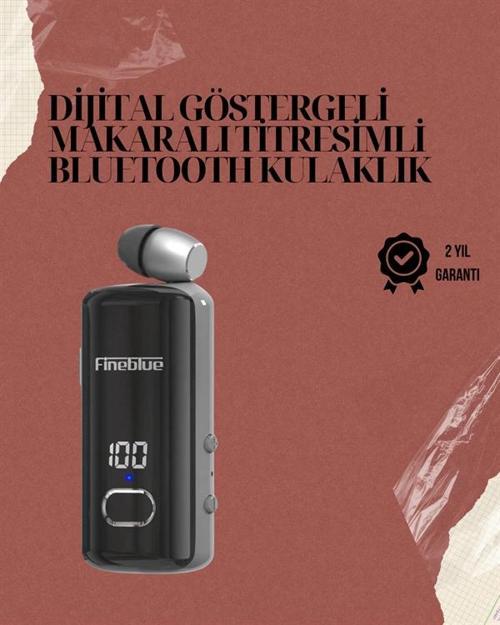 Su Geçirmez Fineblue F580 Kulaklık – Dijital Ekranlı Klipsli Geri Çekilebilir Kablo ve Gürültü Engel