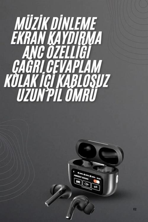 Kulak İçi Bluetooth Kulaklık Ekranlı Müzik Dinleme Çağrı Cevaplama Siyah