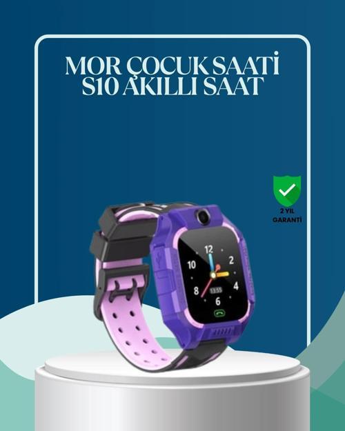S10 Mor Çocuk Takip Saati Elektronik Bariyer ve Sesli Mesaj Destekli