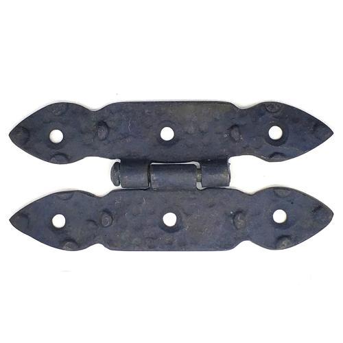 Antika Tarz Dekoratif Pirinç Düğmeli Menteşe - 117x57 Mm, Oksit