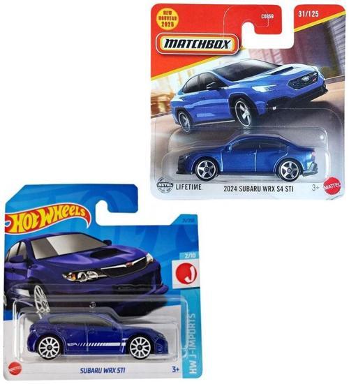 2 Araç Set - Hot Wheels Subaru WRX Sti & Matchbox 2024 Subaru WRX S4 STI (1/64) Mavi
