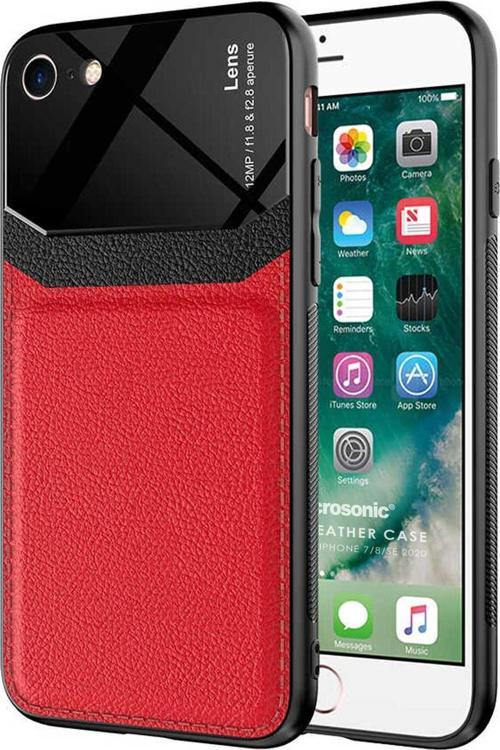 Apple iPhone 8 Kılıf Uniq Leather Kırmızı