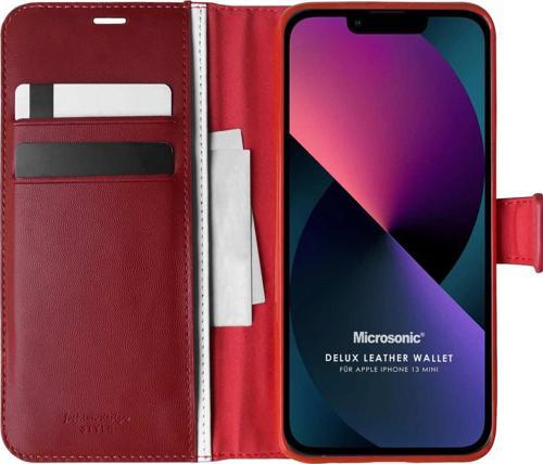 Apple iPhone 13 Mini Kılıf Delux Leather Wallet Kırmızı