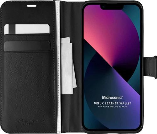 Apple iPhone 13 Mini Kılıf Delux Leather Wallet Siyah