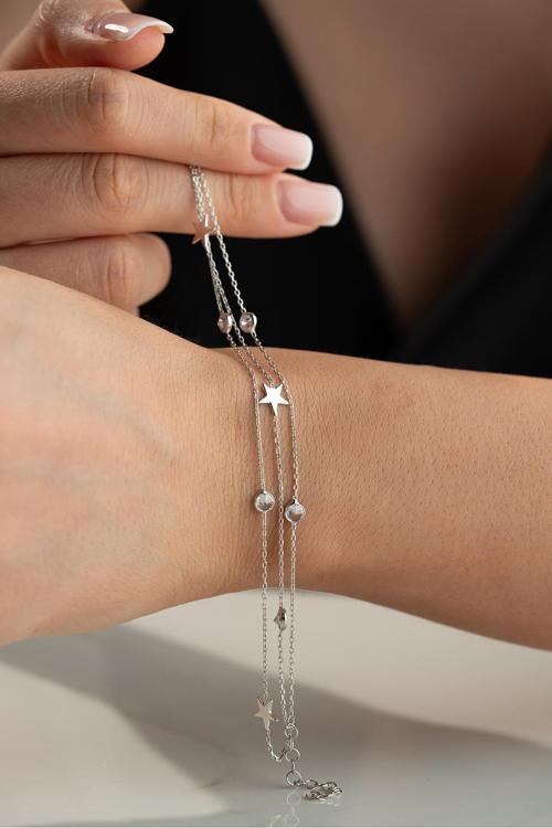 925 Ayar Gümüş Üçlü Yıldız Bileklik
