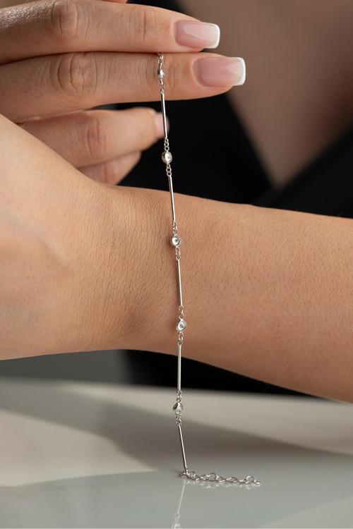 925 Ayar Gümüş Taşlı Model Bileklik