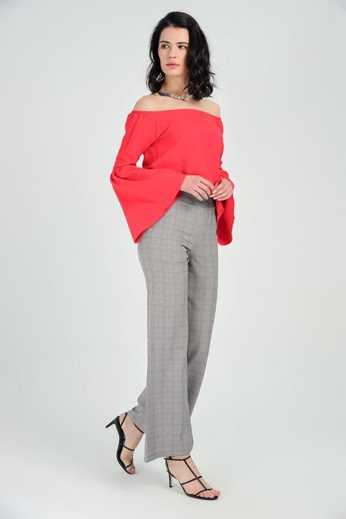 Ekose Pantolon | Pnt31679 Krem