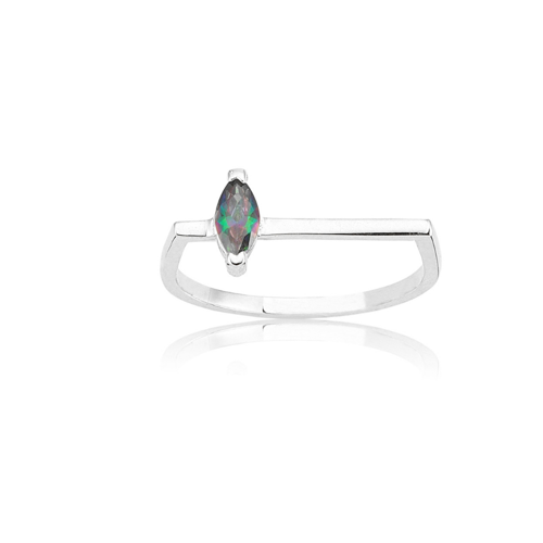 925 Ayar 0.20 Ct Gümüş Yüzük Markiz Çizgi Mistik Topaz Taşlı İnce Minimal Gümüş Yüzük