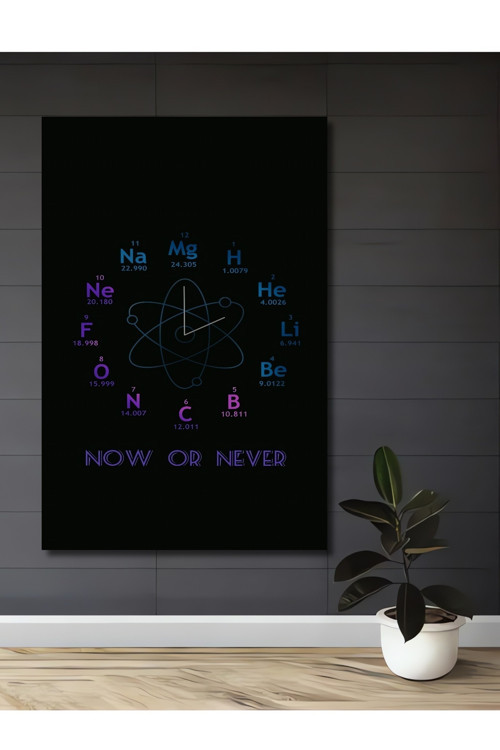 Kimyasal Element Saat Yapılışı Dekoratif Ahşap Mdf Dikdörtgen Ev,İşyeri Duvar Tablo