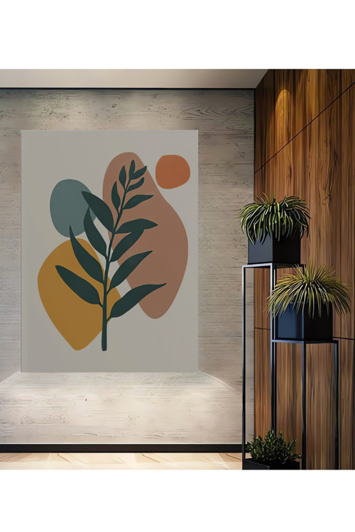 Modern Minimalist Yaprak Tasarımı Dekoratif Ahşap Mdf Dikdörtgen Ev,İşyeri Duvar Tablo