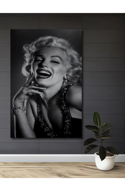 Marilyn Monroe Siyah Beyaz Ahşap Mdf Dekoratif Dikdörtgen Ev,İşyeri Duvar Tablo