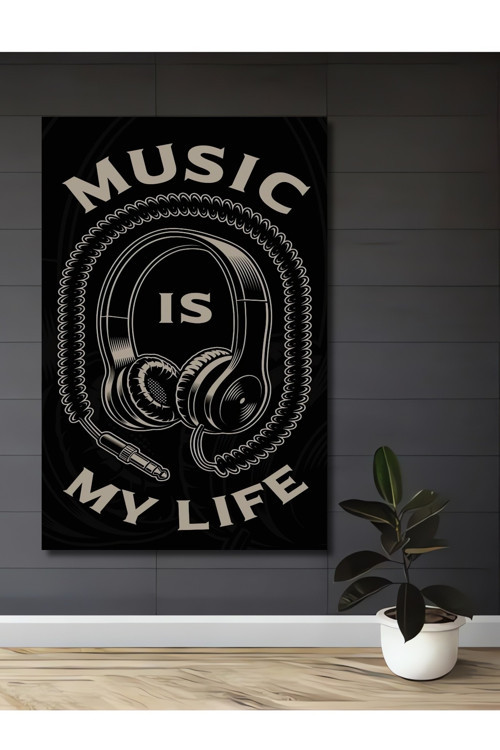 Müzik Tutkusu Dekoratif Ahşap Mdf Dikdörtgen Ev,İşyeri Duvar Tablo