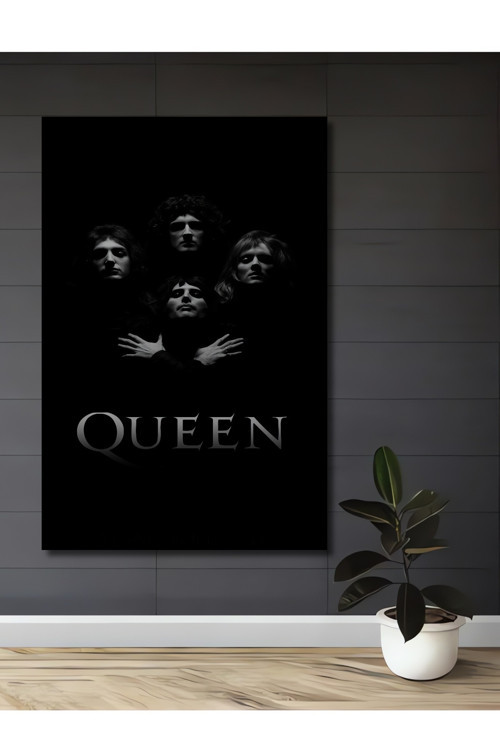 Queen Siyah Beyaz Ahşap Mdf Dekoratif Dikdörtgen Ev,İşyeri Duvar Tablo
