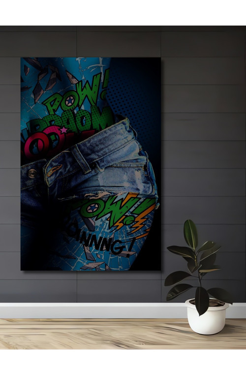 Pop Art Stilinde Çizgi Roman Temalı Dekoratif Ahşap Dikdörtgen Ev,İşyeri Duvar Tablo