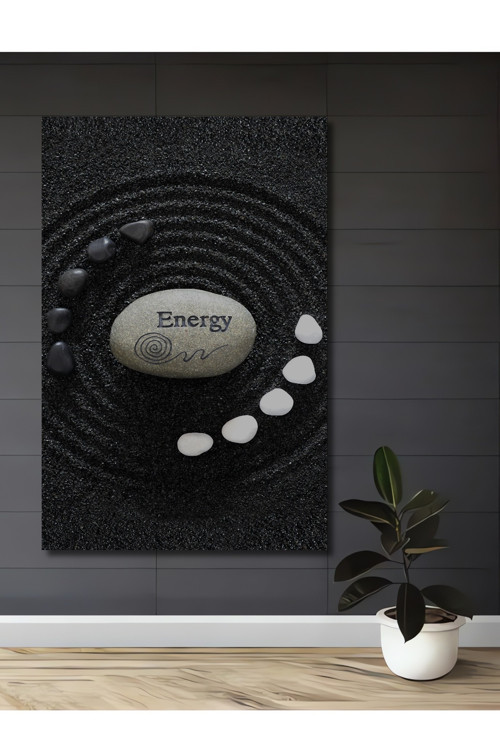 Zen Bahçesi Enerji Taşı Ahşap Mdf Dekoratif Dikdörtgen Ev,İşyeri Duvar Tablo