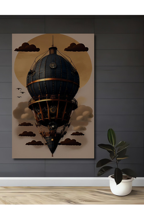 Steampunk Hava Gemisi Dekoratif Ahşap Mdf Dikdörtgen Ev,İşyeri Duvar Tablo