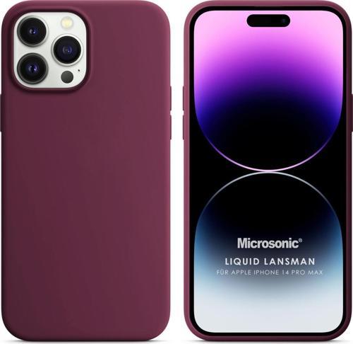Apple iPhone 14 Pro Max Kılıf Liquid Lansman Silikon Bordo