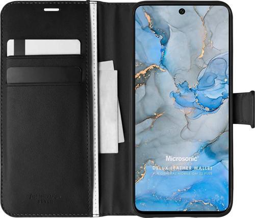 General Mobile GM 22 Plus Kılıf Delux Leather Wallet Siyah