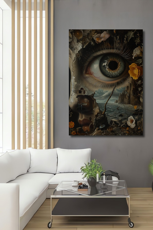 Büyüleyici Göz Ve Doğa Soyut Sanat Ahşap Dekoratif Dikdörtgen Ev,İşyeri Duvar Tablo