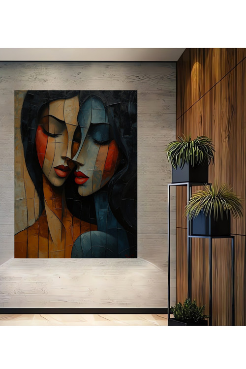 Kadın Portreleri Soyut Sanat Dekoratif Ahşap Mdf Dikdörtgen Ev,İşyeri Duvar Tablo