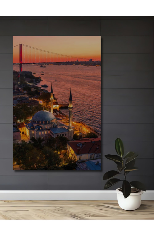 Boğaz Manzarası İstanbul Dekoratif Ahşap Mdf Dikdörtgen Ev,İşyeri Duvar Tablo