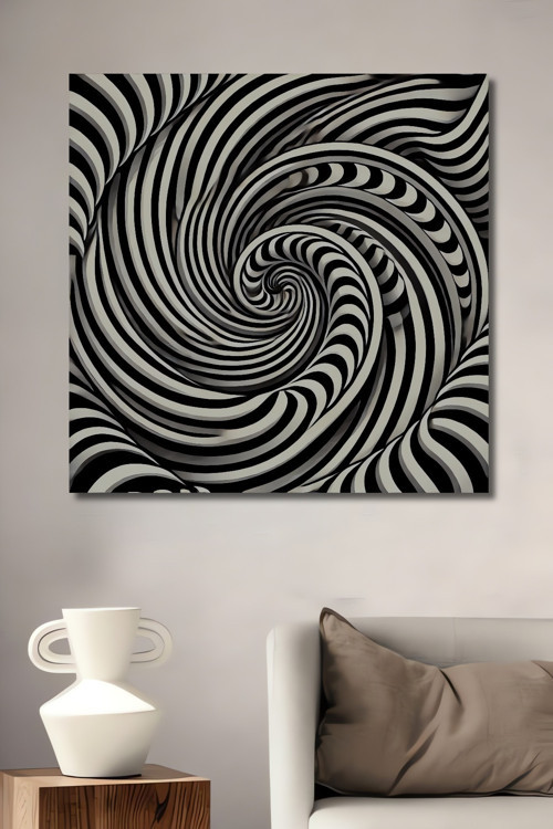 Hipnotik Spiral Soyut Sanat Ahşap Mdf Dekoratif Dikdörtgen Ev,İşyeri Duvar Tablo