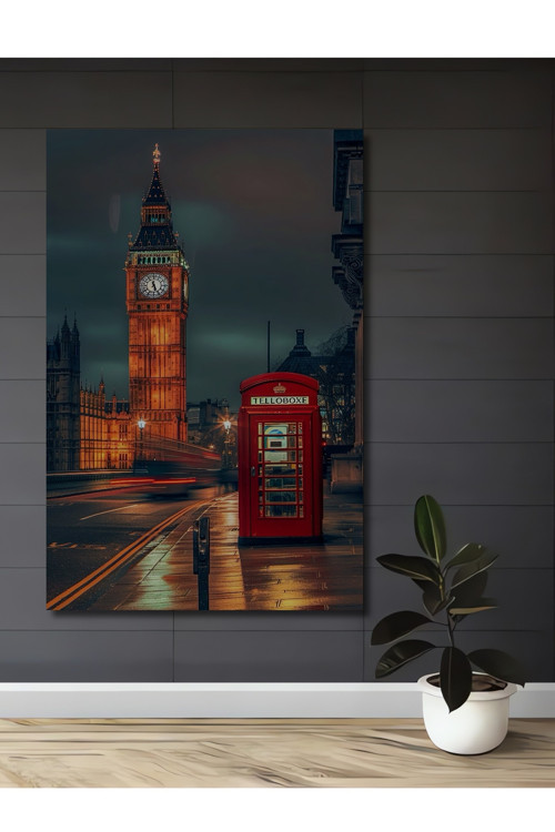 Londra Big Ben Dekoratif Ahşap Mdf Dikdörtgen Ev,İşyeri Duvar Tablo