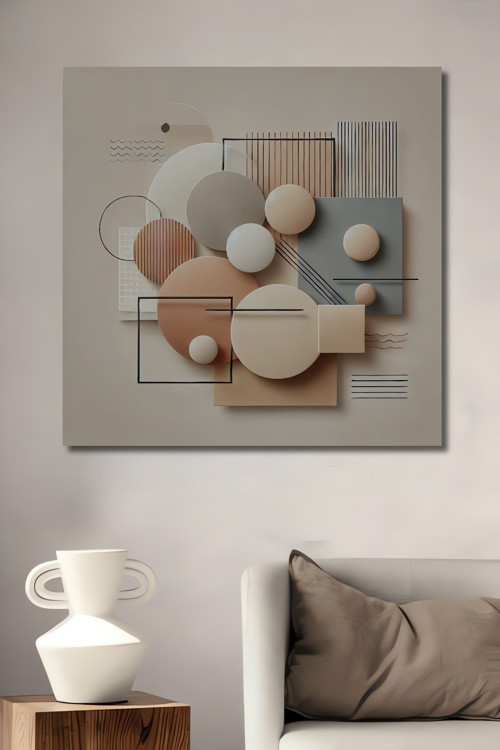 Modern Geometrik Şekiller Dekoratif Ahşap Mdf Dikdörtgen Ev,İşyeri Duvar Tablo