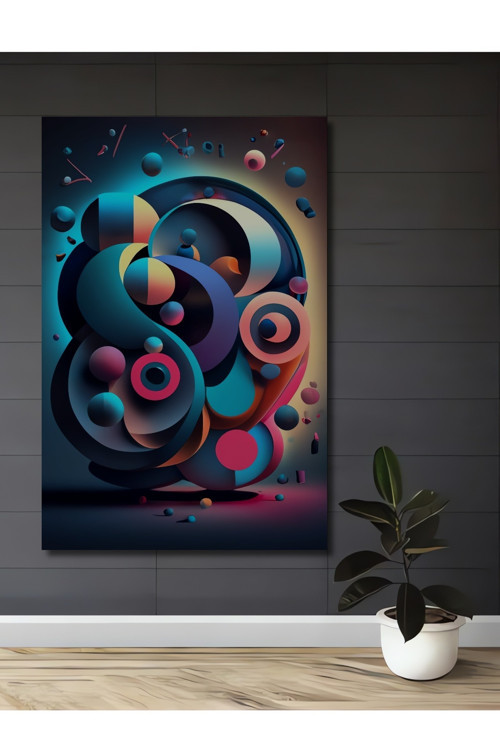 Renkli Geometrik Şekiller Modern Sanat Ahşap Dekoratif Dikdörtgen Ev,İşyeri Duvar Tablo