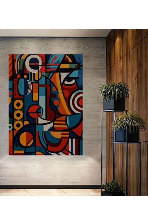 Renkli Soyut Sanat Ahşap Mdf Dekoratif Dikdörtgen Ev,İşyeri Duvar Tablo