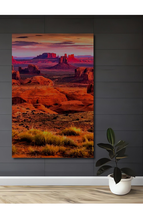 Monument Valley Manzarası Ahşap Mdf Dekoratif Dikdörtgen Ev,İşyeri Duvar Tablo