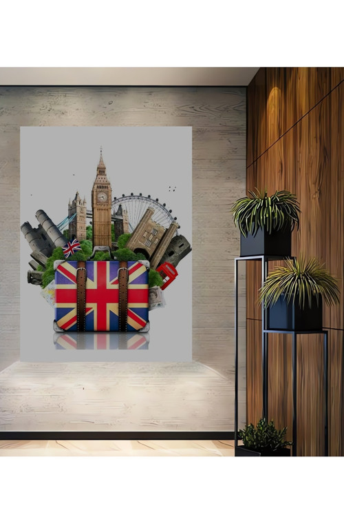 Londra Temalı Modern Ahşap Mdf Dekoratif Dikdörtgen Ev,İşyeri Duvar Tablo