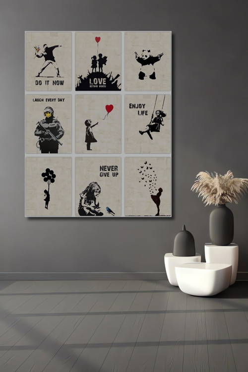 Banksy Tarzı Sloganlar Ahşap Mdf Dekoratif Dikdörtgen Ev,İşyeri Duvar Tablo