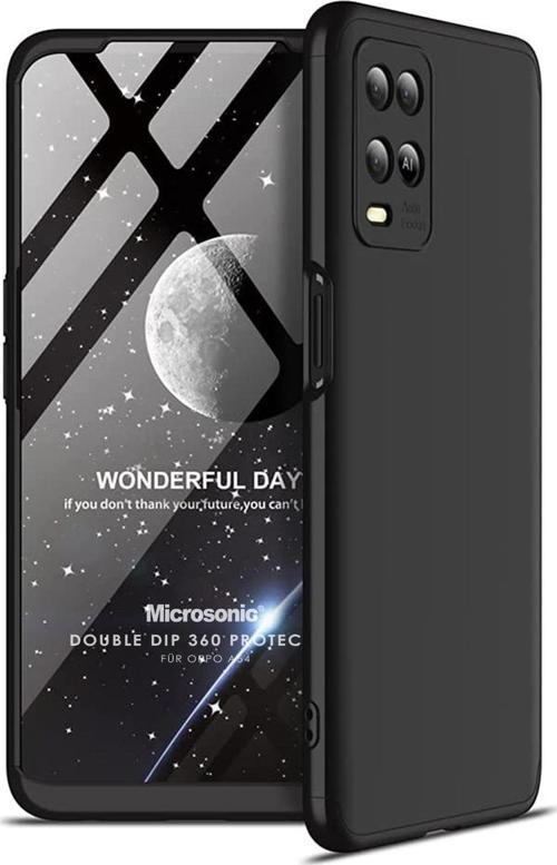 Oppo A54 4G Kılıf Double Dip 360 Protective Siyah