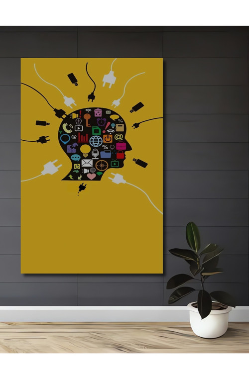Dijital Bağlantılar Soyut Sanat Dekoratif Ahşap Mdf Dikdörtgen Ev,İşyeri Duvar Tablo