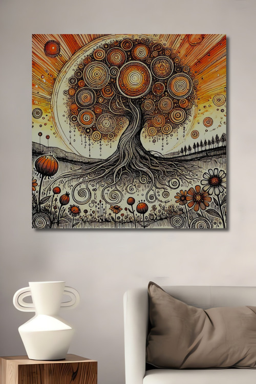 Spiral Ağaç Soyut Sanat Ahşap Mdf Dekoratif Dikdörtgen Ev,İşyeri Duvar Tablo