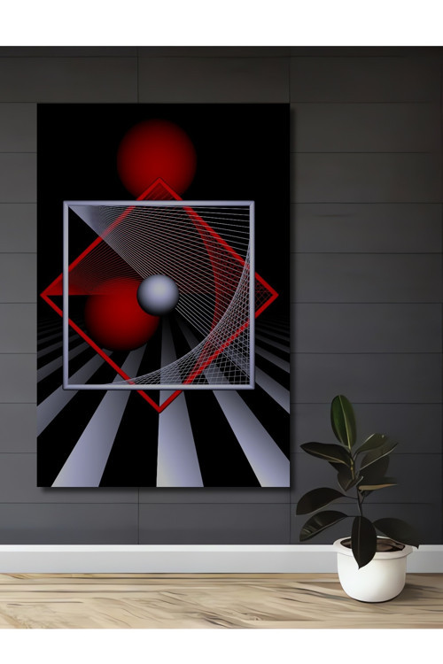 Geometrik Çizgilerle Modern Sanat Ahşap Mdf Dekoratif Dikdörtgen Ev,İşyeri Duvar Tablo