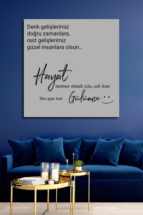 Hayata İnat Gülümse İllüstrasyon Ahşap Mdf Dekoratif Dikdörtgen Ev,İşyeri Duvar Tablo