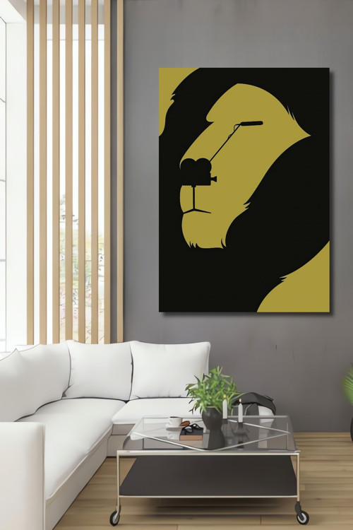 Aslan Fırça Soyut Sanat Ahşap Mdf Dekoratif Dikdörtgen Ev,İşyeri Duvar Tablo