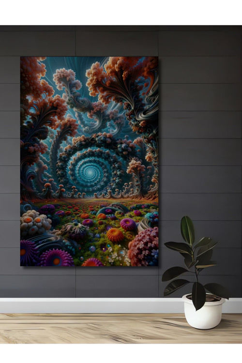 Rüya Ormanında Spiral Yolculuk Soyut Sanat Dekoratif Ahşap Dikdörtgen Ev,İşyeri Duvar Tablo